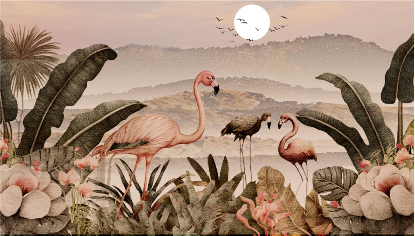 Vintage Tropical Flamingo