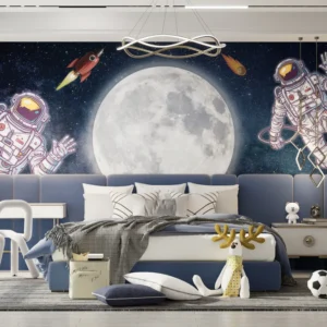 Astronauts & Moon Space Wall Mural