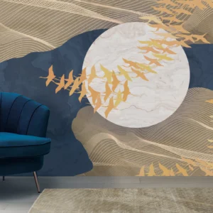 Golden Flight Moon Wall Mural