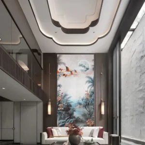 Tropical Moon Flamingo Landscape Wall Mural