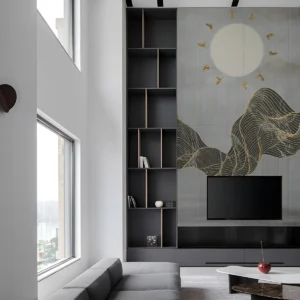 Golden Wave Sun Abstract Wall Mural