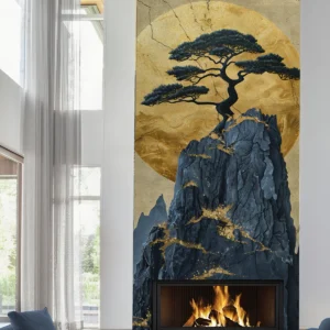 Luxury Zen Tree & Golden Moon Wall Mural