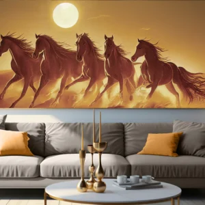 Golden Sunset Running Horses Wall Mural