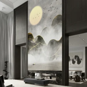 Golden Flow Mountain Wall Mural
