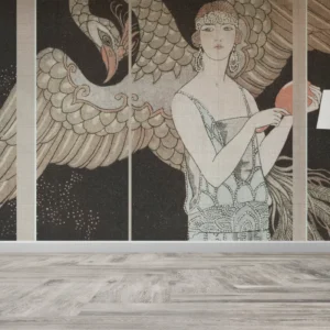Art Deco Swan Lady Wall Mural