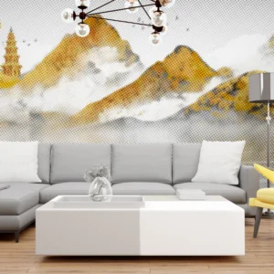 Golden Mist Mountains Wall Mural