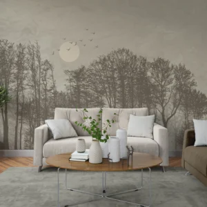 Misty Forest Silhouette Wall Mural