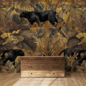 Black Panther Jungle Gold Wall Mural