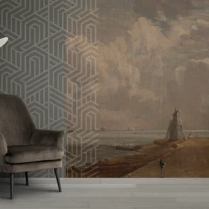 Geometric & Vintage Landscape Wallpaper