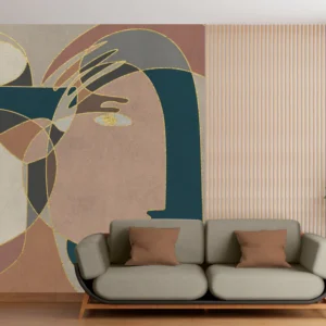 Abstract Couple Faces Wall Mural