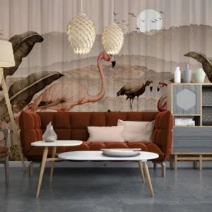 Tropical Flamingo Elegance Wall Mural