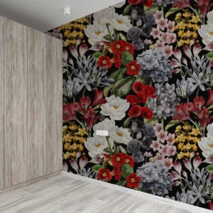 Dark Floral Garden Wall Mural