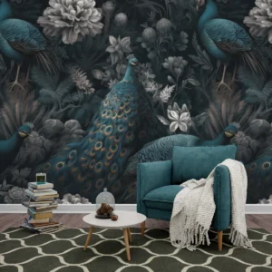 Royal Peacock Floral Wall Mural