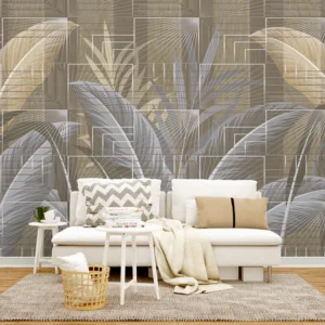 Geometric Tropical Leaves Wall Mural