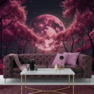 Crimson Moon Romance Dreamscape Wall Mural
