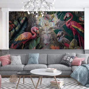 Enchanted Flamingo Forest Wall Mural