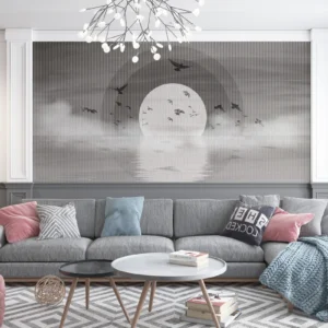 Monochrome Sunset Reflection Wall Mural