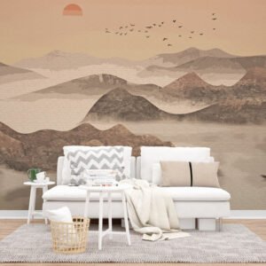 Serene Sunset Valley Landscape Wall Mural